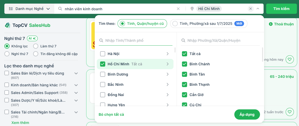 Tìm việc làm theo địa điểm tại Thành phố Hồ Chí Minh